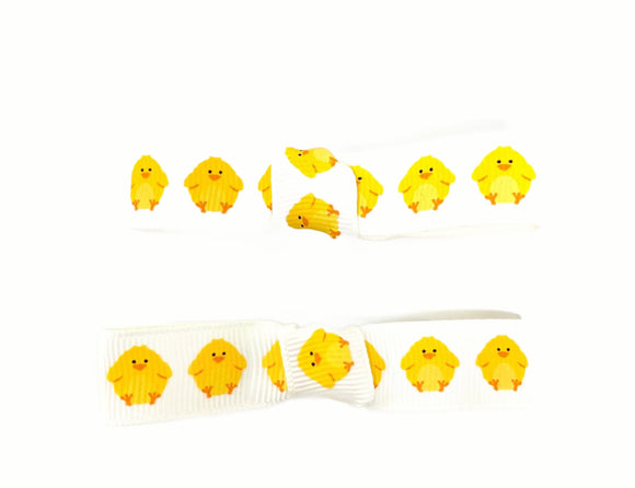 Yellow Chick Bow Hair Clip Set