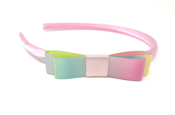 Pastel Pink Rainbow Bow Headband