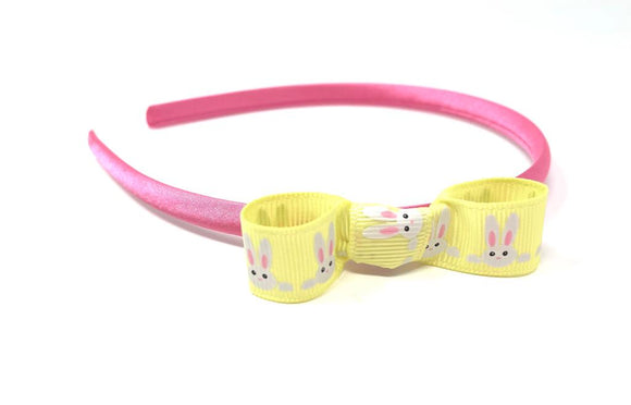 Yellow & Pink Bunny Rabbit Bow Headband