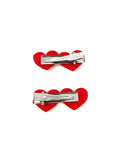 Red Glitter Heart Hair Clip Set