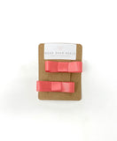 Coral Bow Hair Clip Set