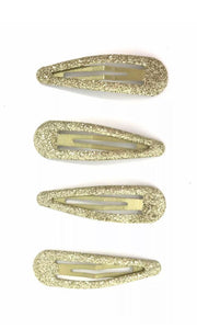Gold Glitter Snap Clips - Set of 4