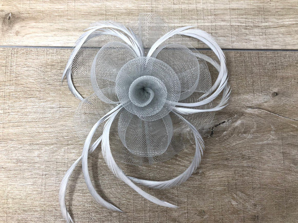 Grey Feather Fascinator