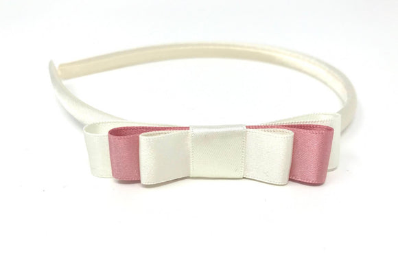 Ivory and Dusky Pink Triple Side Bow Headband