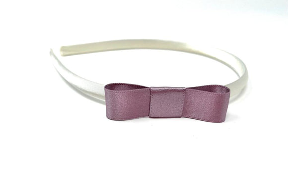 Ivory and Heather Purple Side Bow Headband