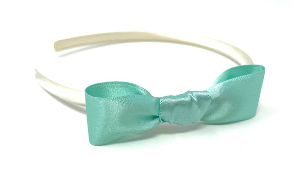 Ivory and Mint Green Bow Headband
