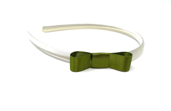 Ivory and Moss Green Side Bow Headband