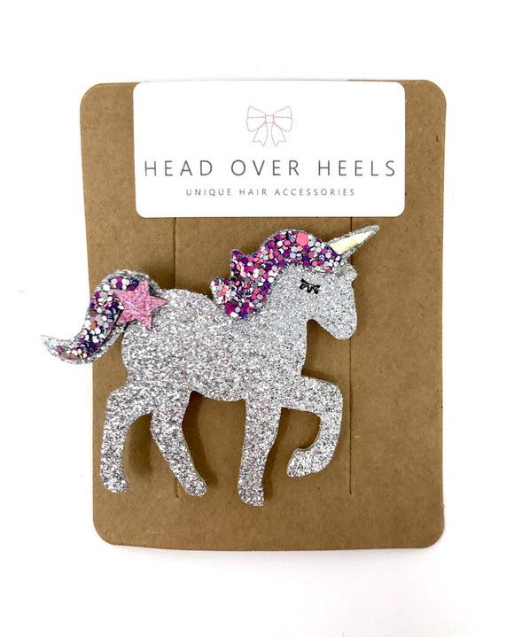 Silver Unicorn Hair Clip