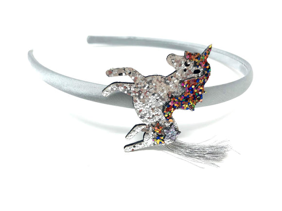 Silver Glitter Unicorn Headband